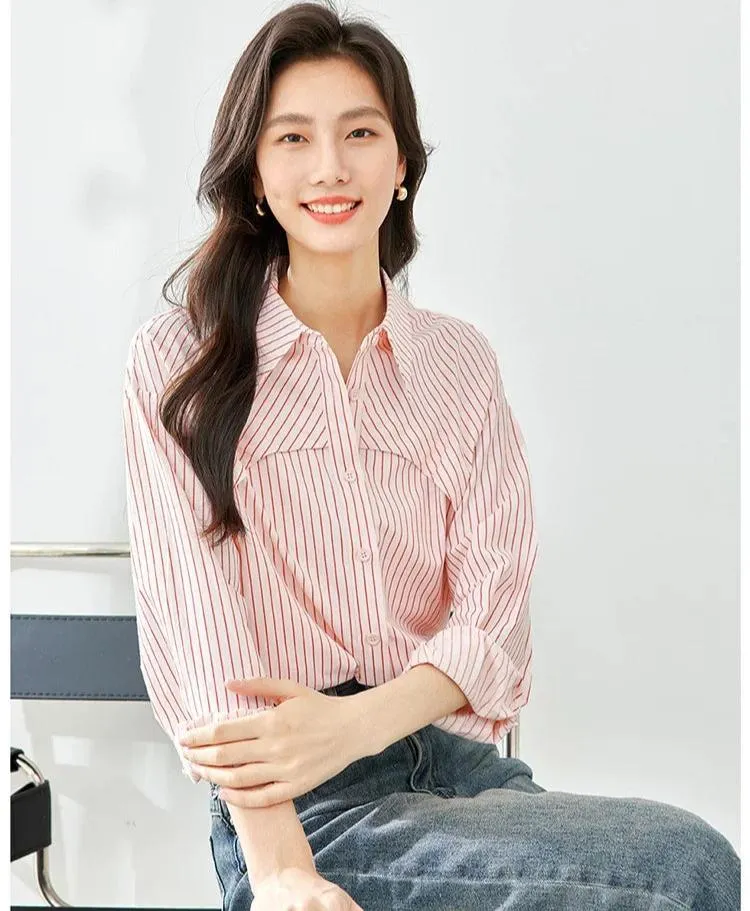 Arabella - Stylish Striped Button-Up Shirt for Women