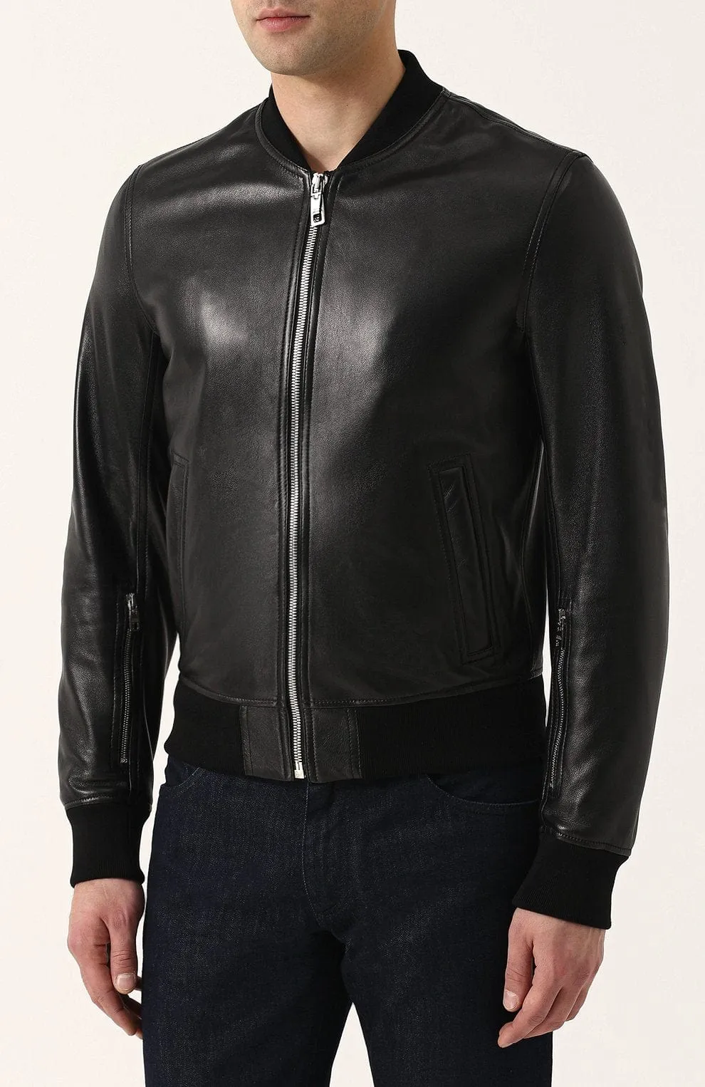 Bomber Jacket In Lambskin Leather