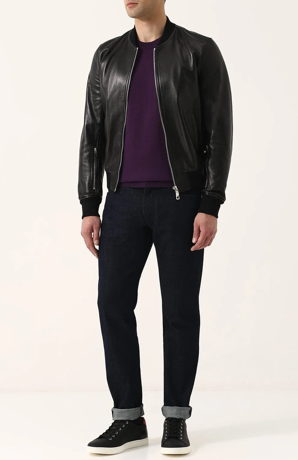 Bomber Jacket In Lambskin Leather