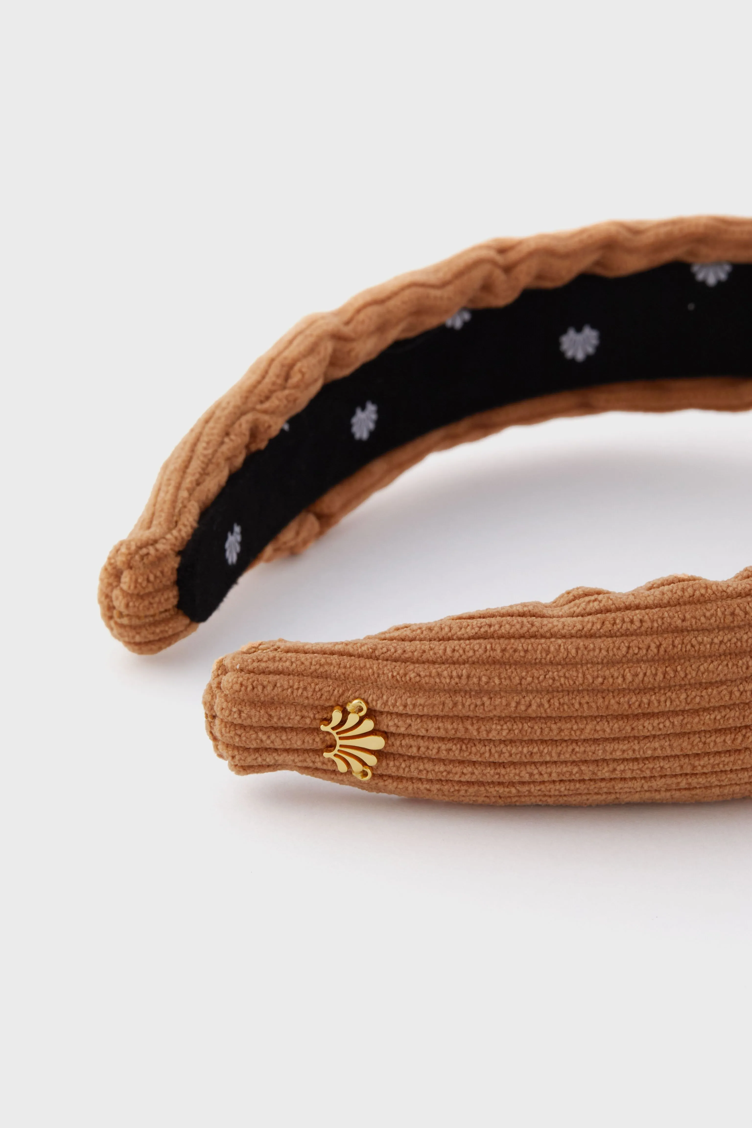 Camel Corduroy Slim Knotted Headband