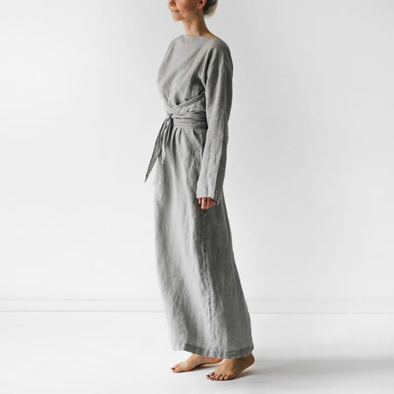 Casual one-neck long-sleeved belt Tunic