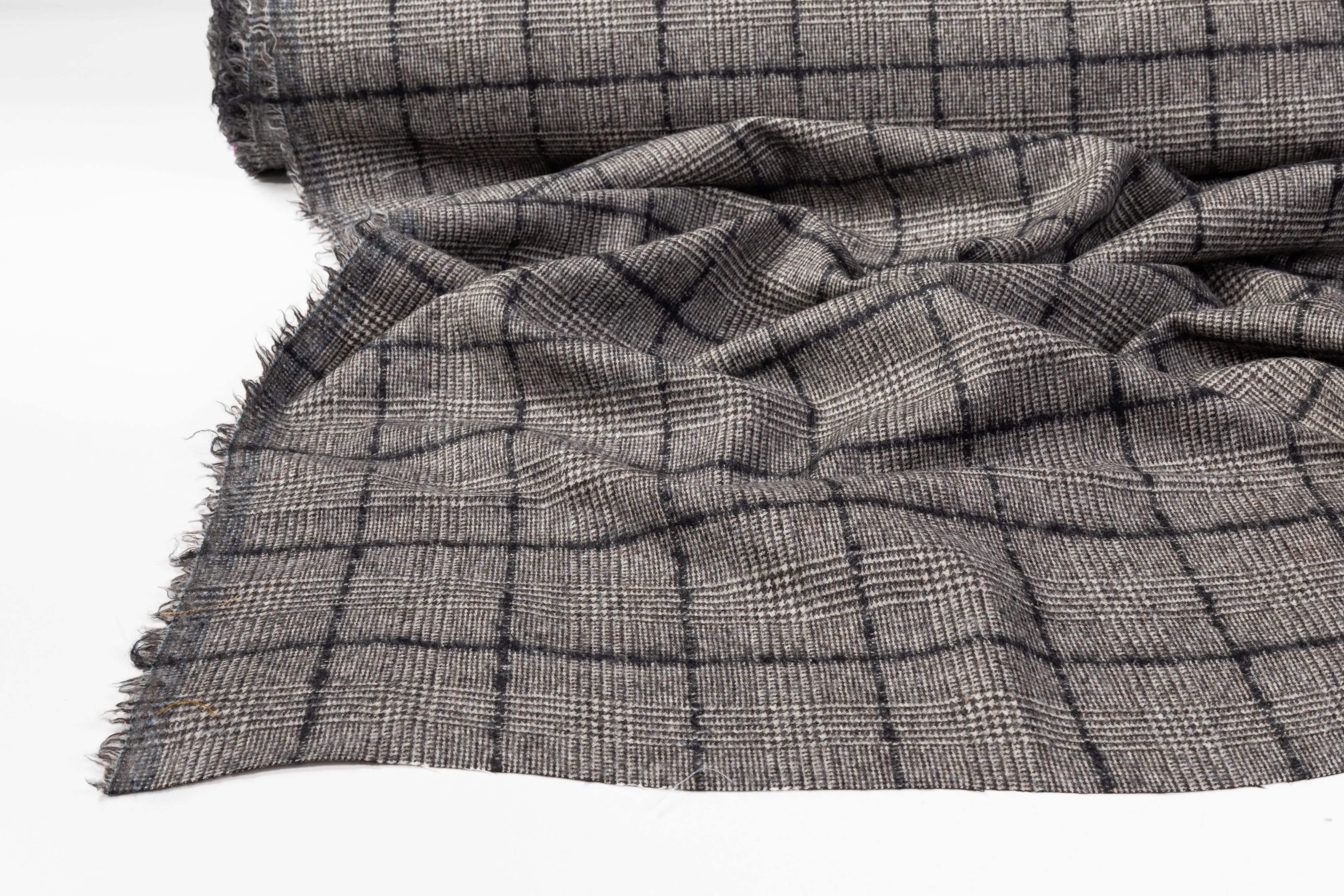 Checked Italian Wool Mohair Suiting - Gray