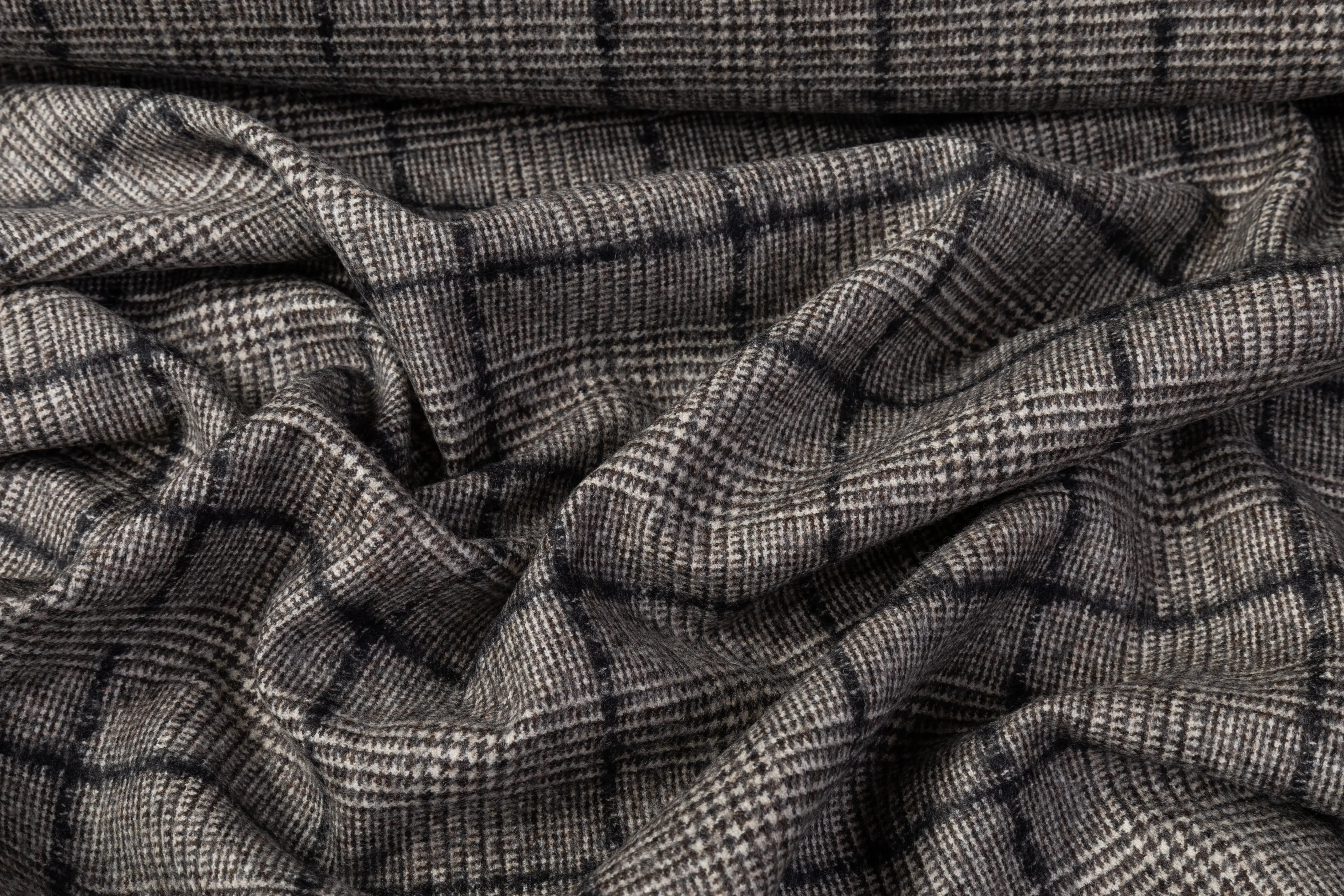 Checked Italian Wool Mohair Suiting - Gray