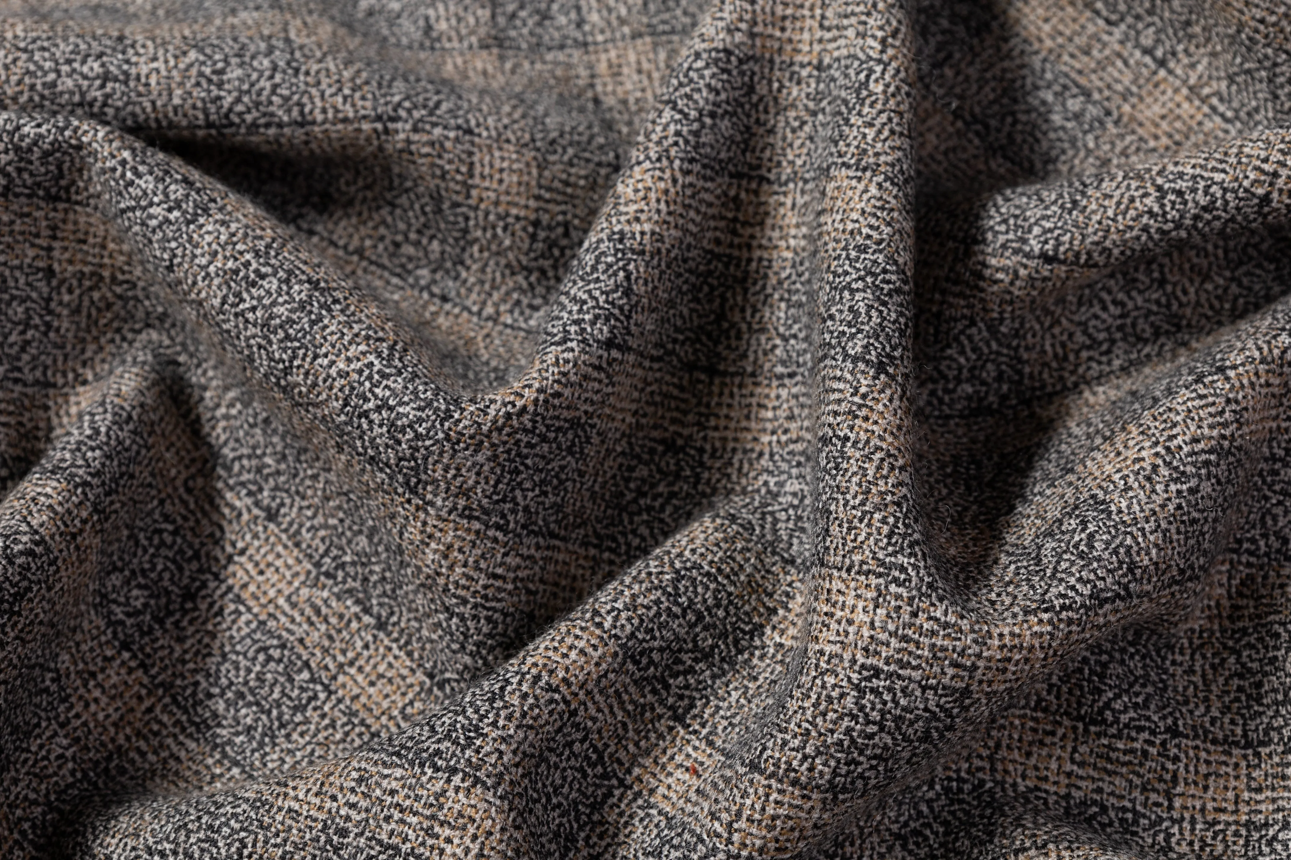 Checked Italian Wool Tweed - Gray / Taupe