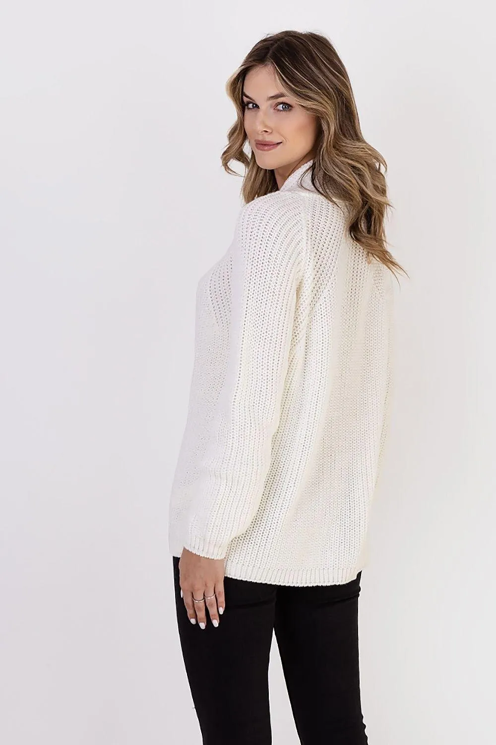 Chic Ribbed Stand-Up Collar Cardigan by MKM