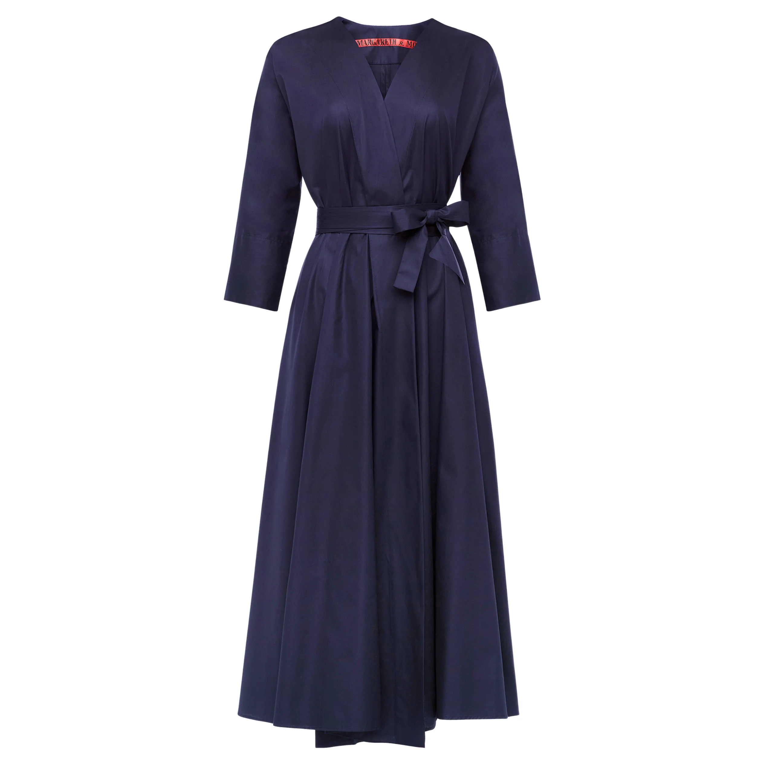 Chic Taffeta Wrap Dress - Navy