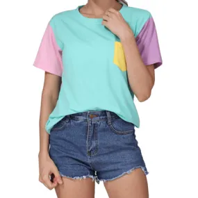 Cute Summer Style Color Contrast Tees