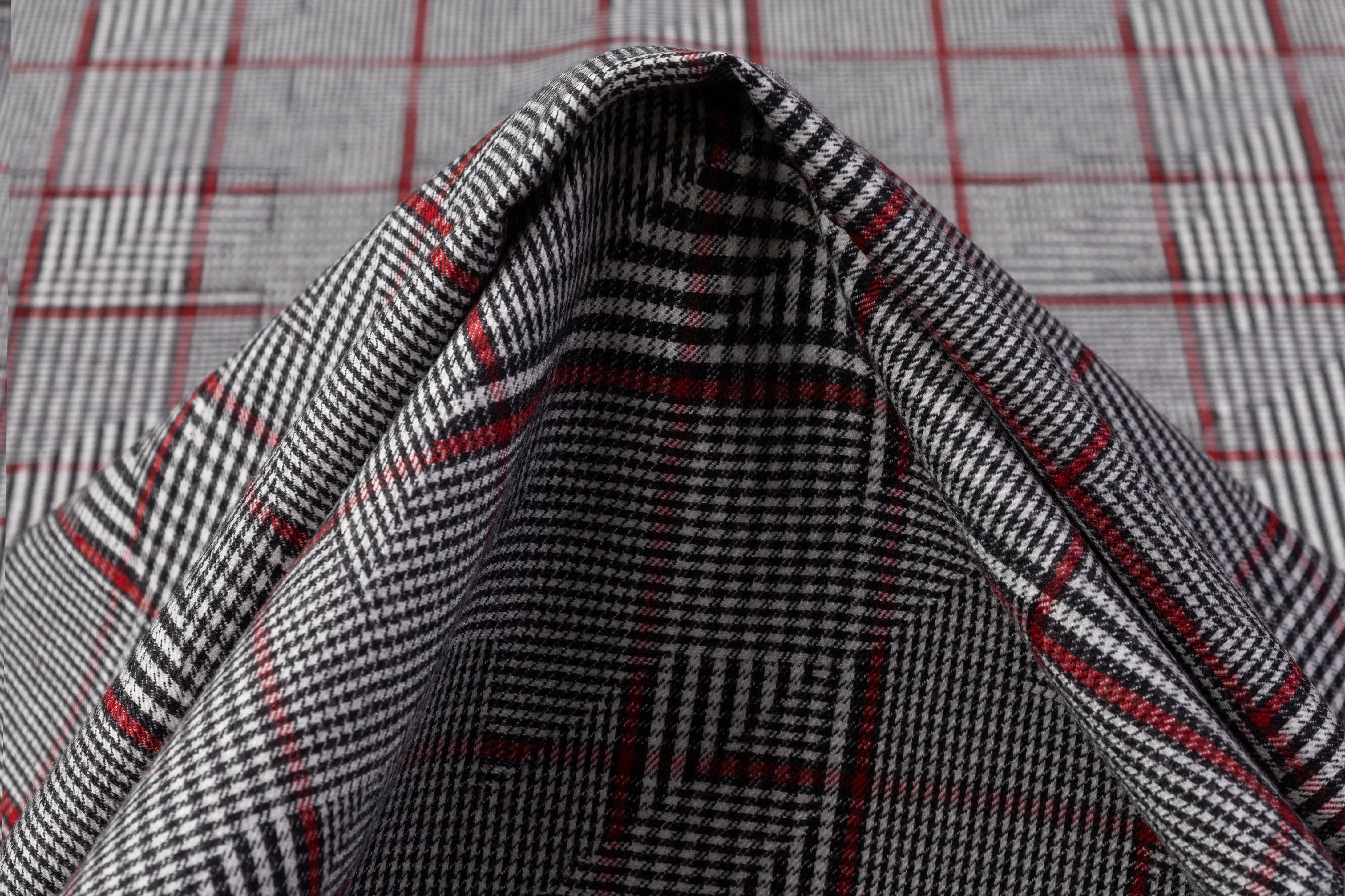 Deconstructed Glen Check Italian Wool Suit - Gray / Red / White