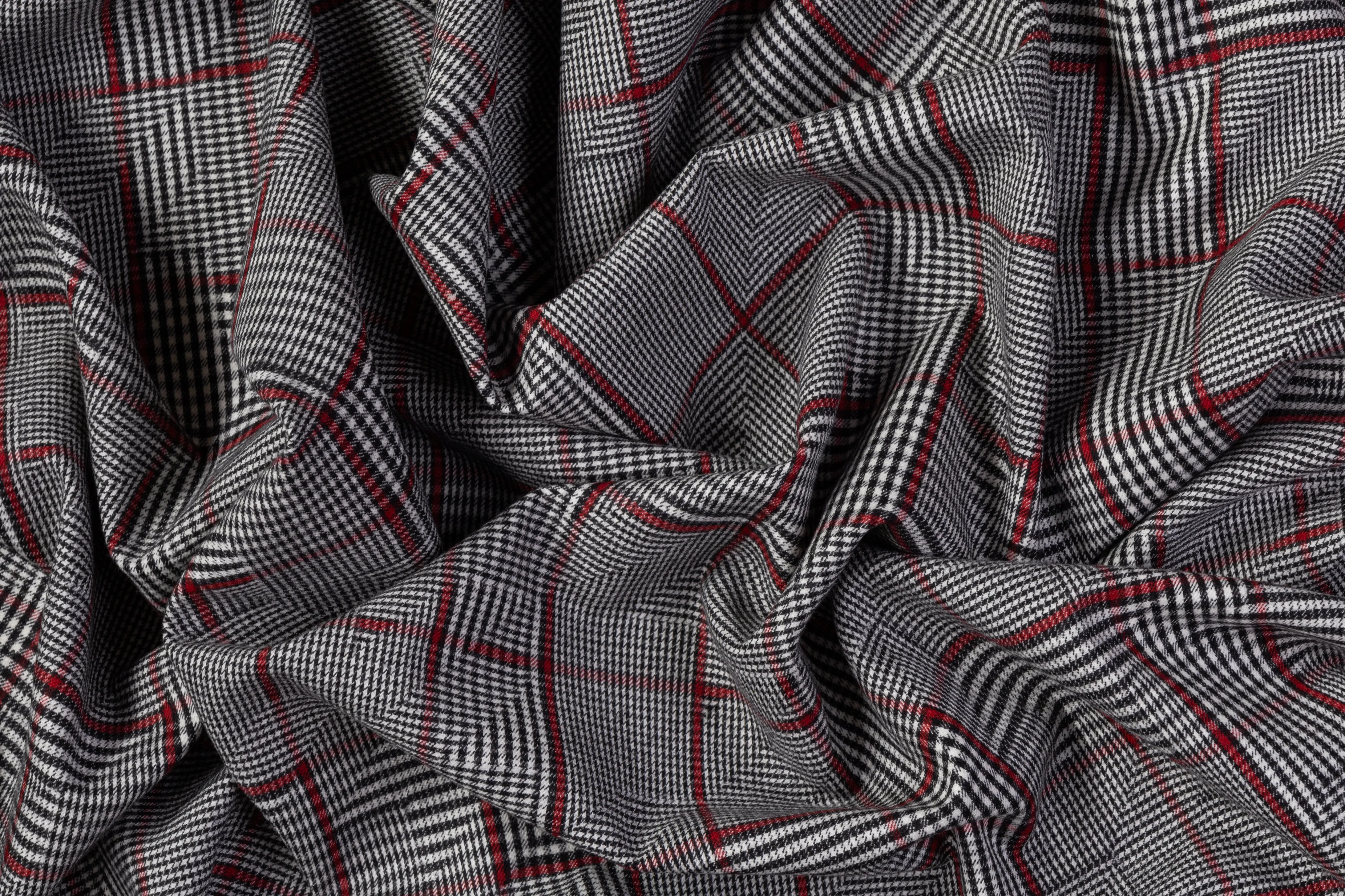 Deconstructed Glen Check Italian Wool Suit - Gray / Red / White