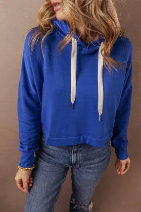 Drop Shoulder Cropped Hoodie