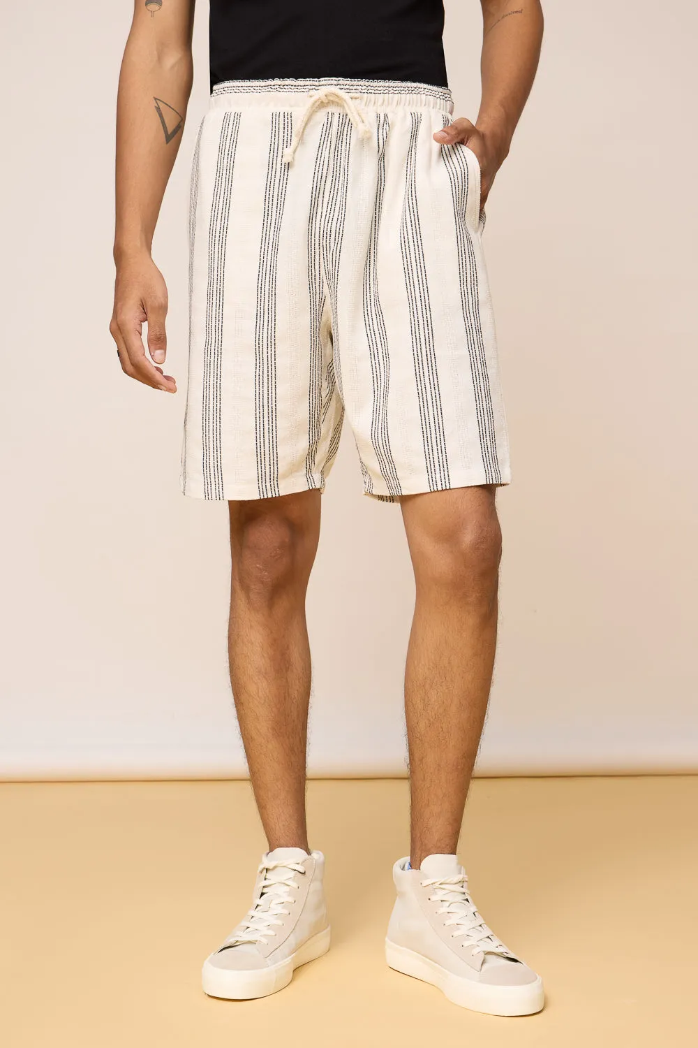 Ebony Striped Ivory Men's Bermuda Shorts