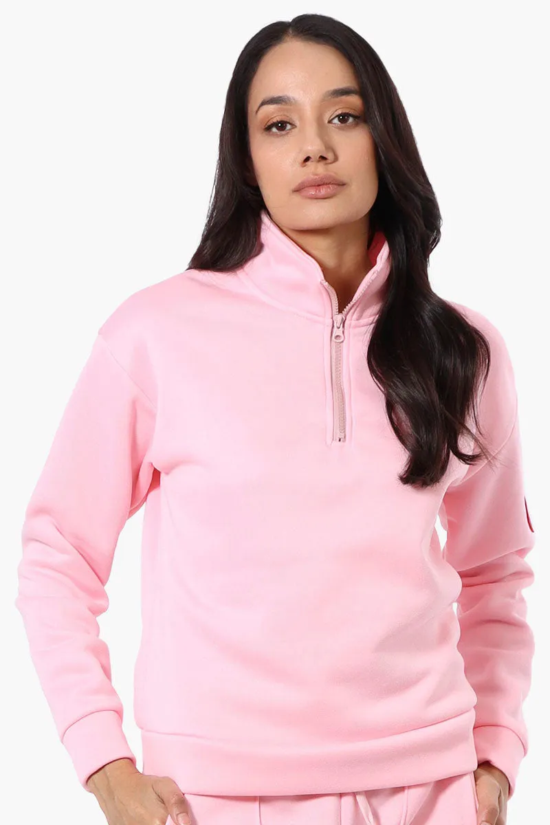 Fahrenheit 1/4 Zip Basic Sweatshirt - Pink