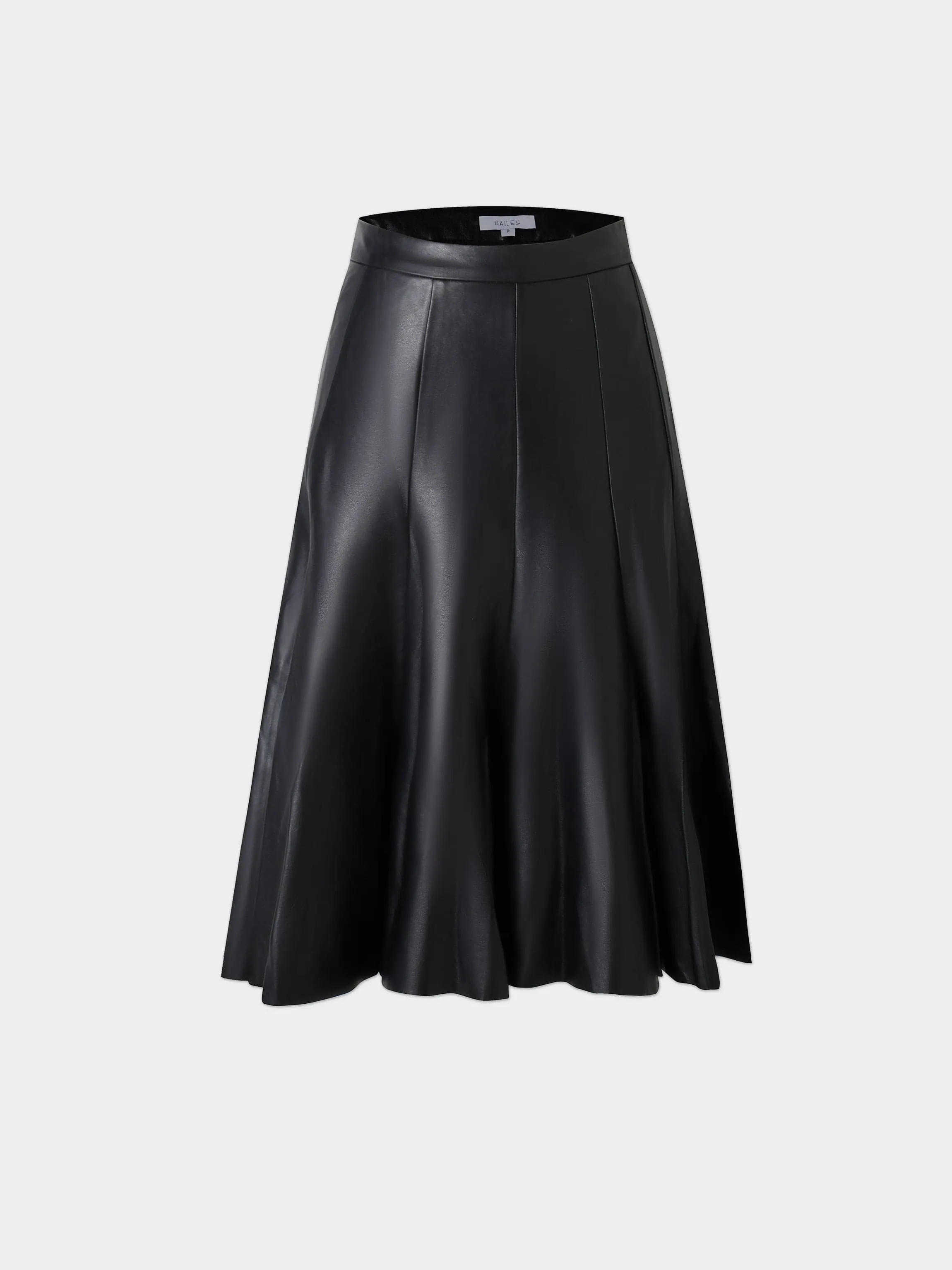 Flare Leather Skirt 25.5"-Black