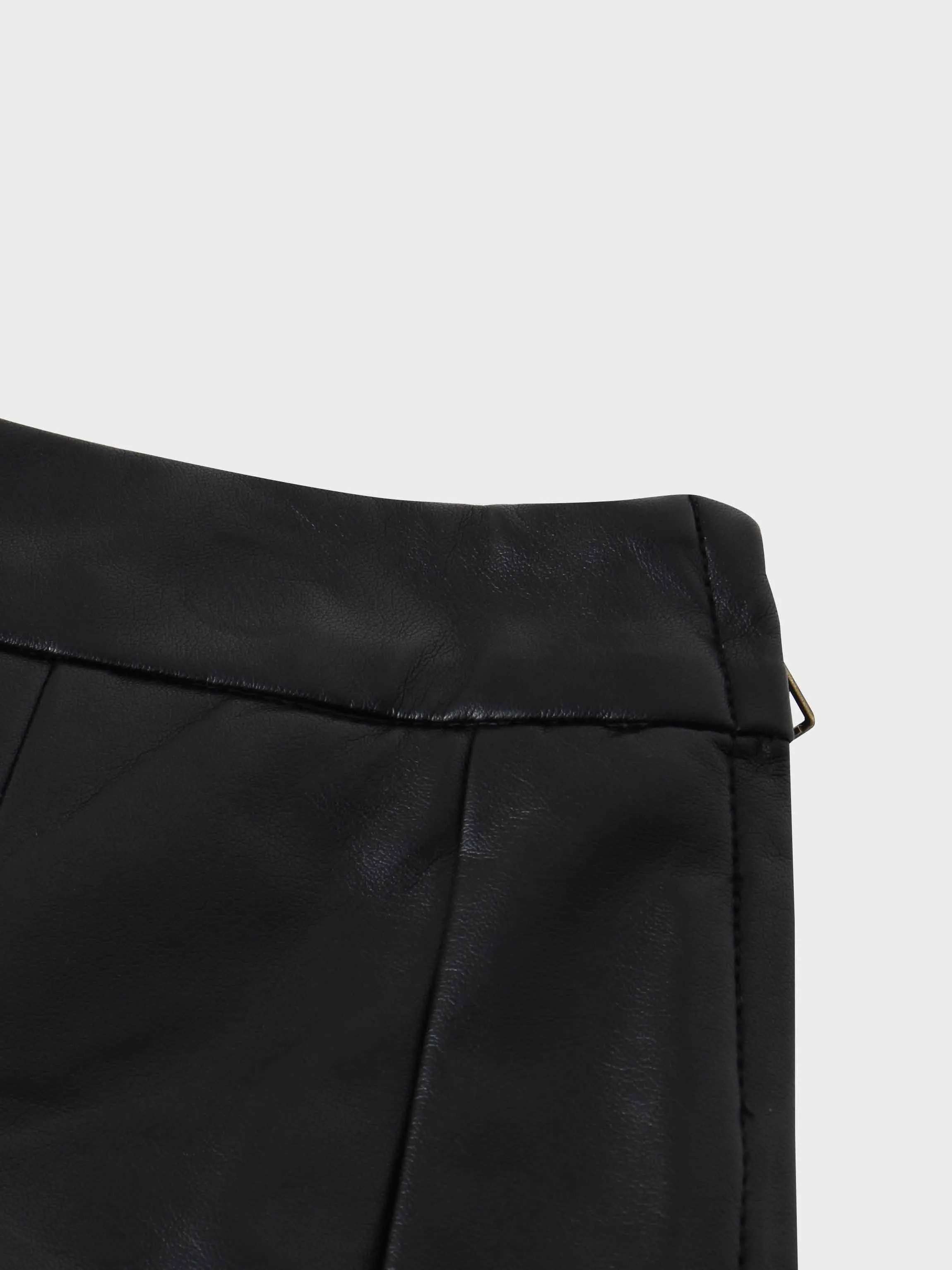 Flare Leather Skirt 25.5"-Black