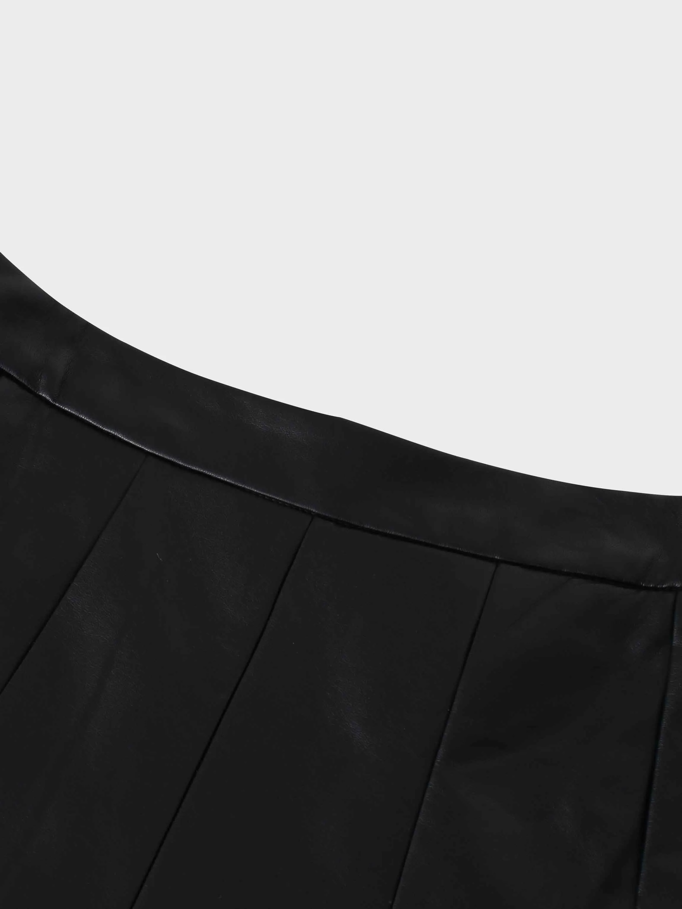 Flare Leather Skirt 25.5"-Black