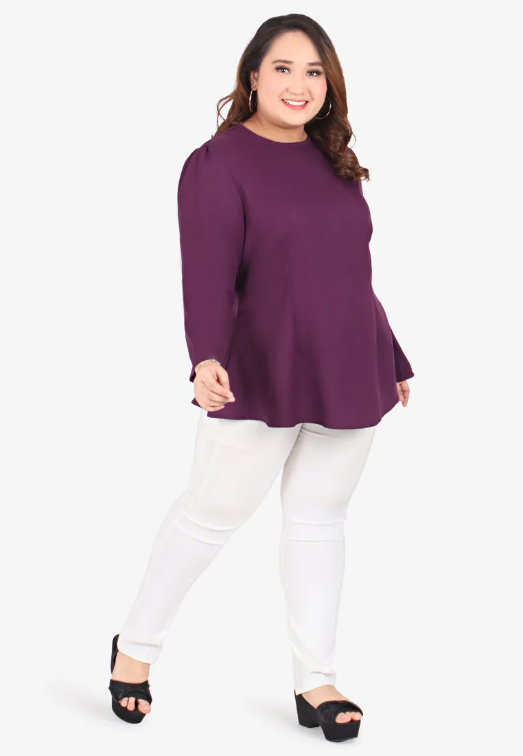 Florice Flare Waist Stylish Blouse - Purple