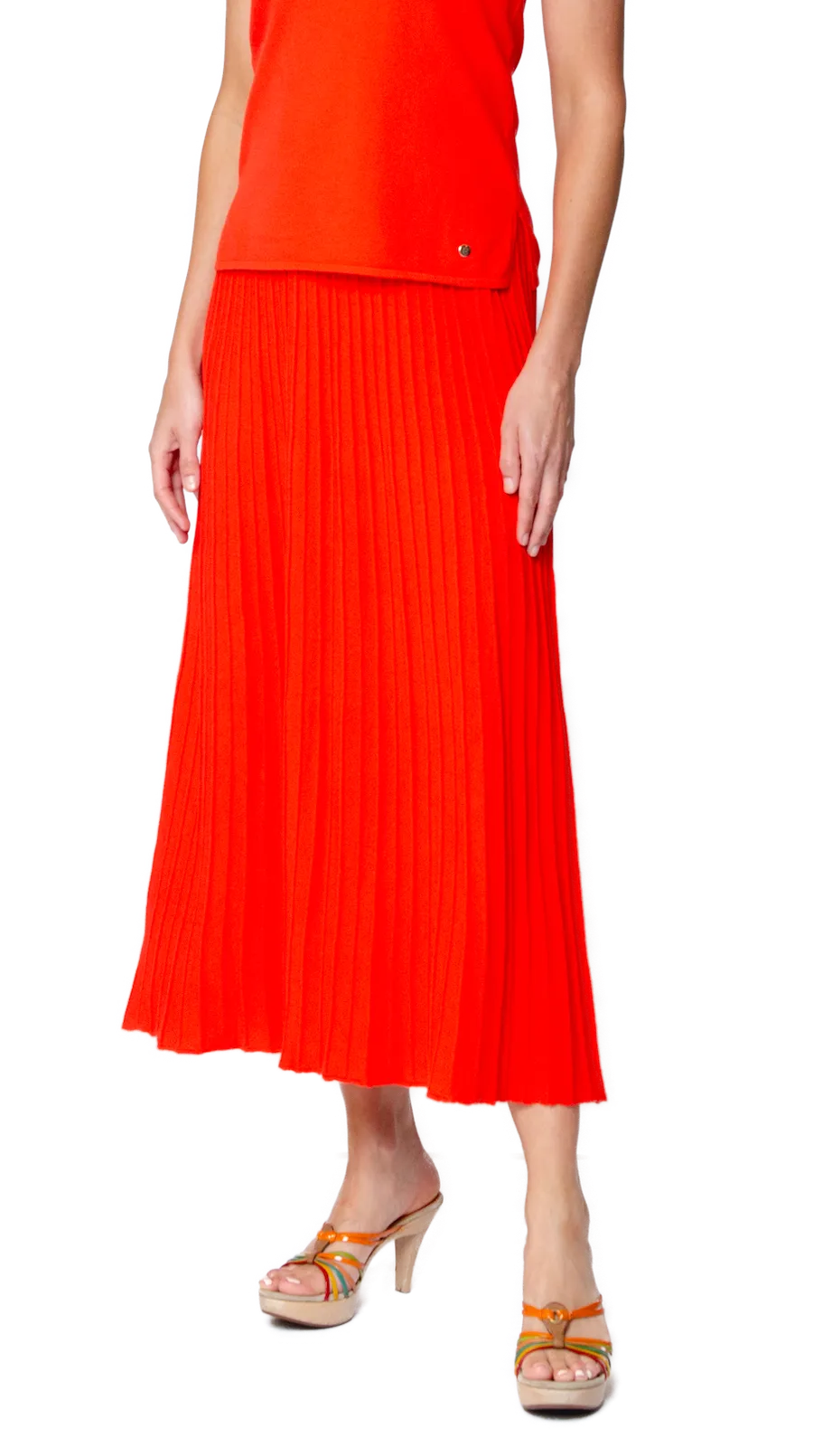 Geraldina Pleated-Knit Maxi Skirt - Bright Orange