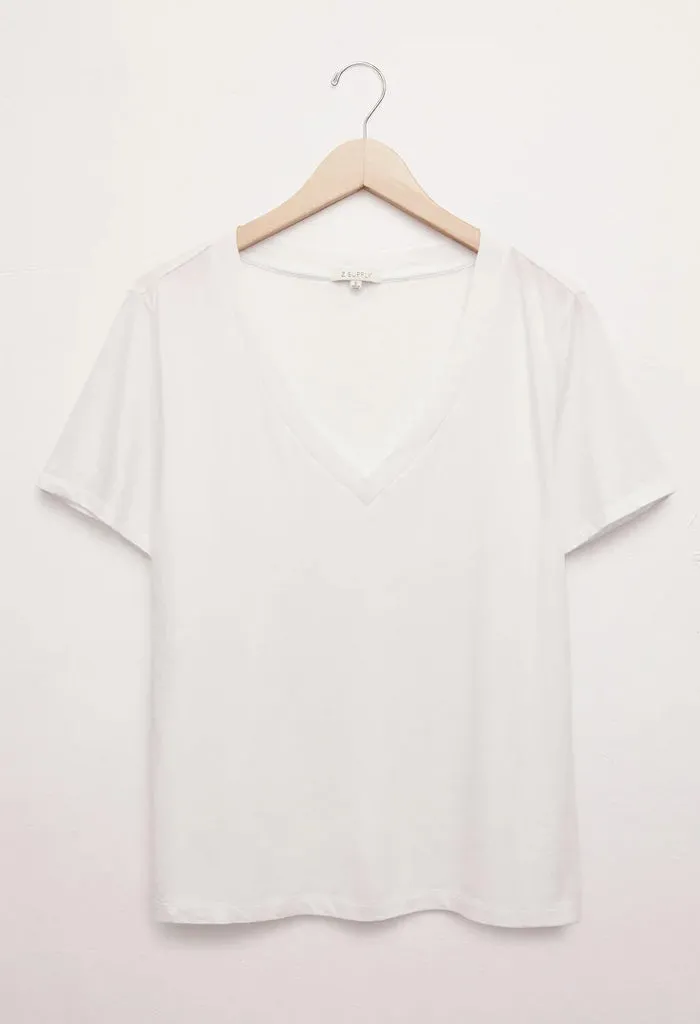 Girlfriend V-Neck Tee-White