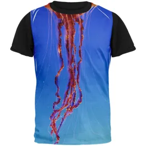 Halloween Orange Nettle Jellyfish Costume All Over Mens Black Back T Shirt