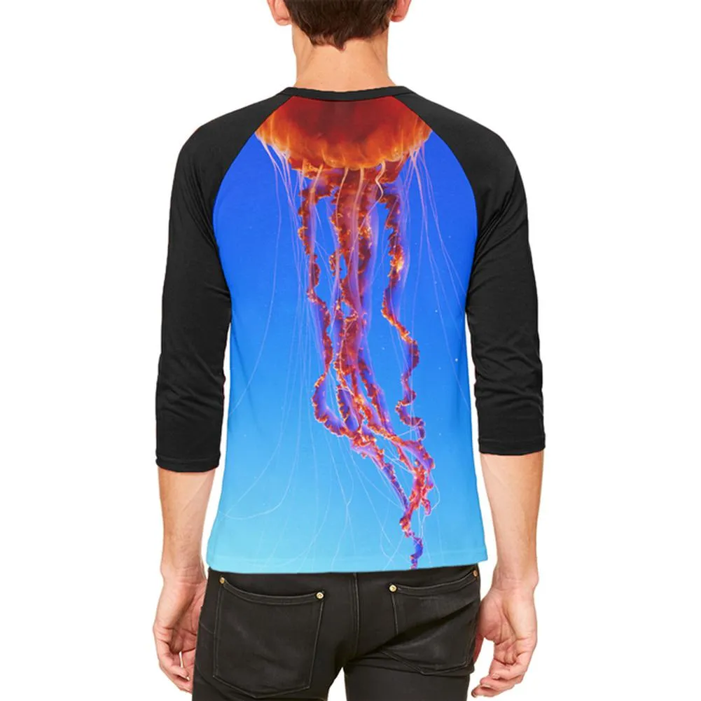 Halloween Orange Nettle Jellyfish Costume Mens Raglan T Shirt