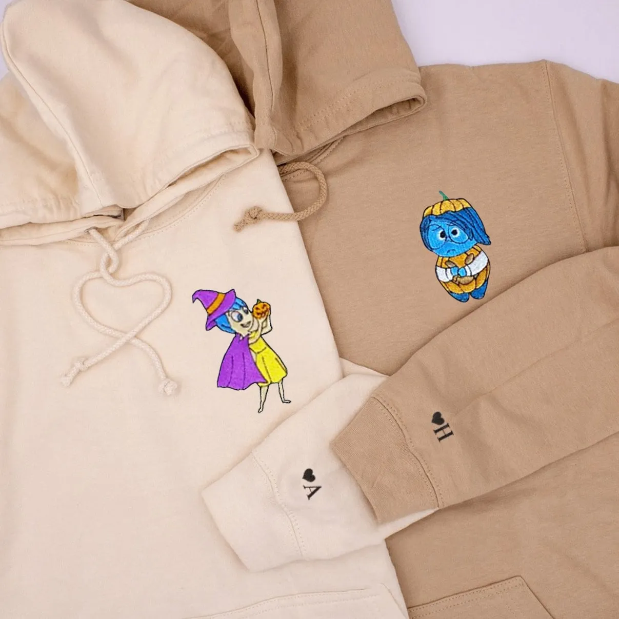 Happy and Sadness Couple Matching Hoodies - Custom Embroidered Matching Hoodies For Couples