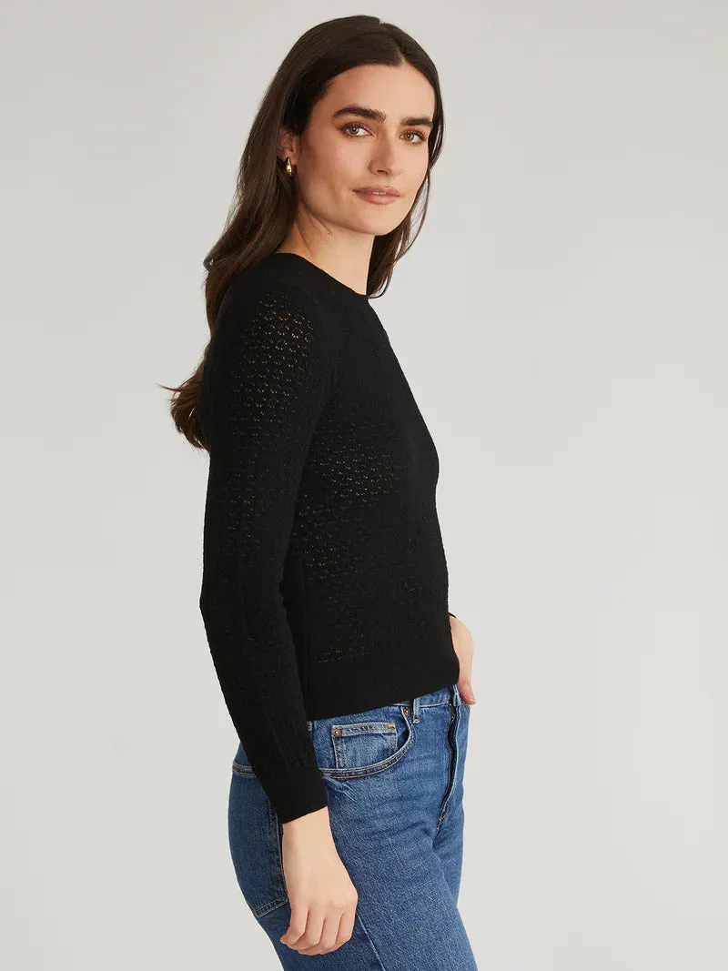 Holly Pointelle Feminine Stitch Crewneck Pullover