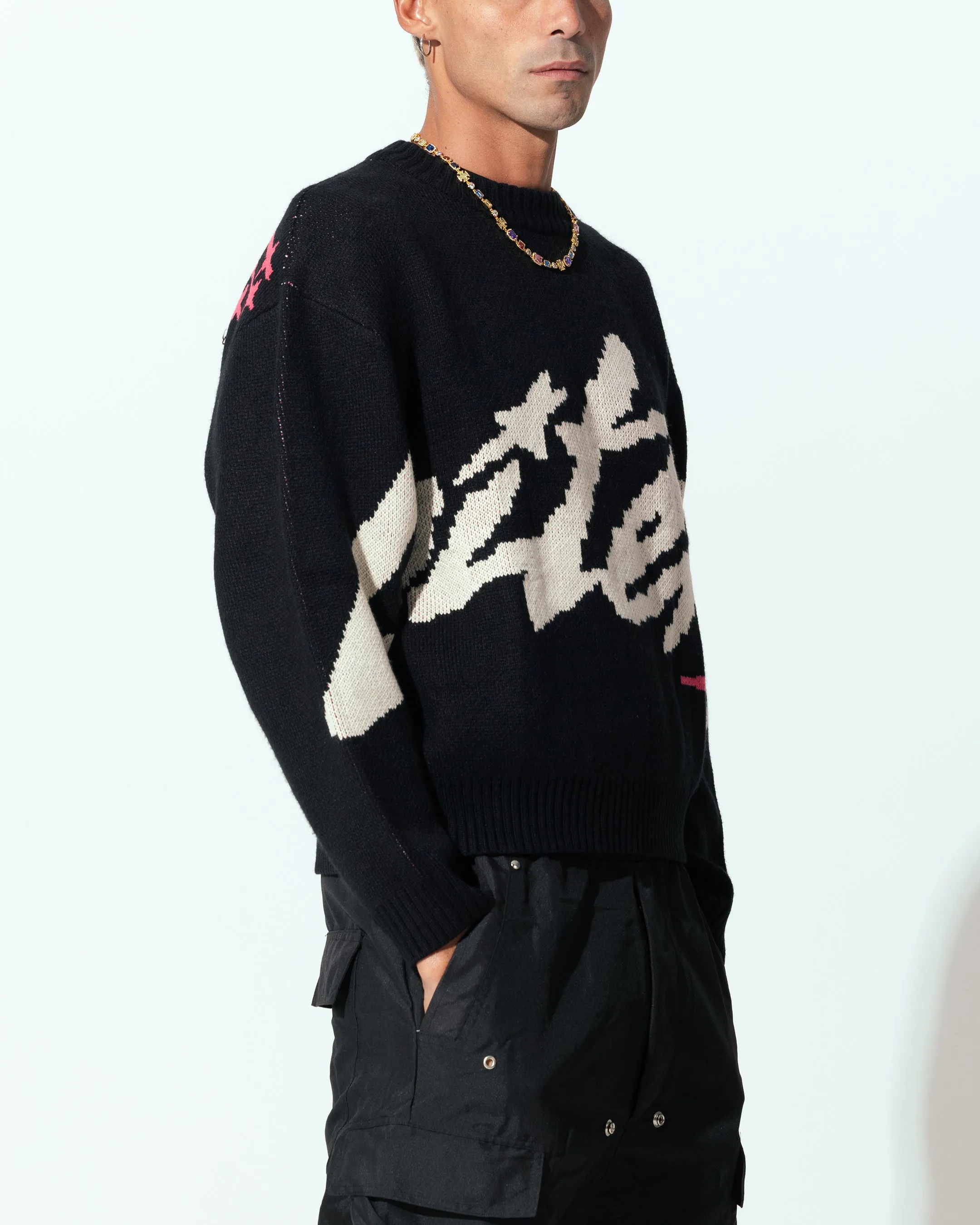 Loiter Spider Knit Sweater Black/White