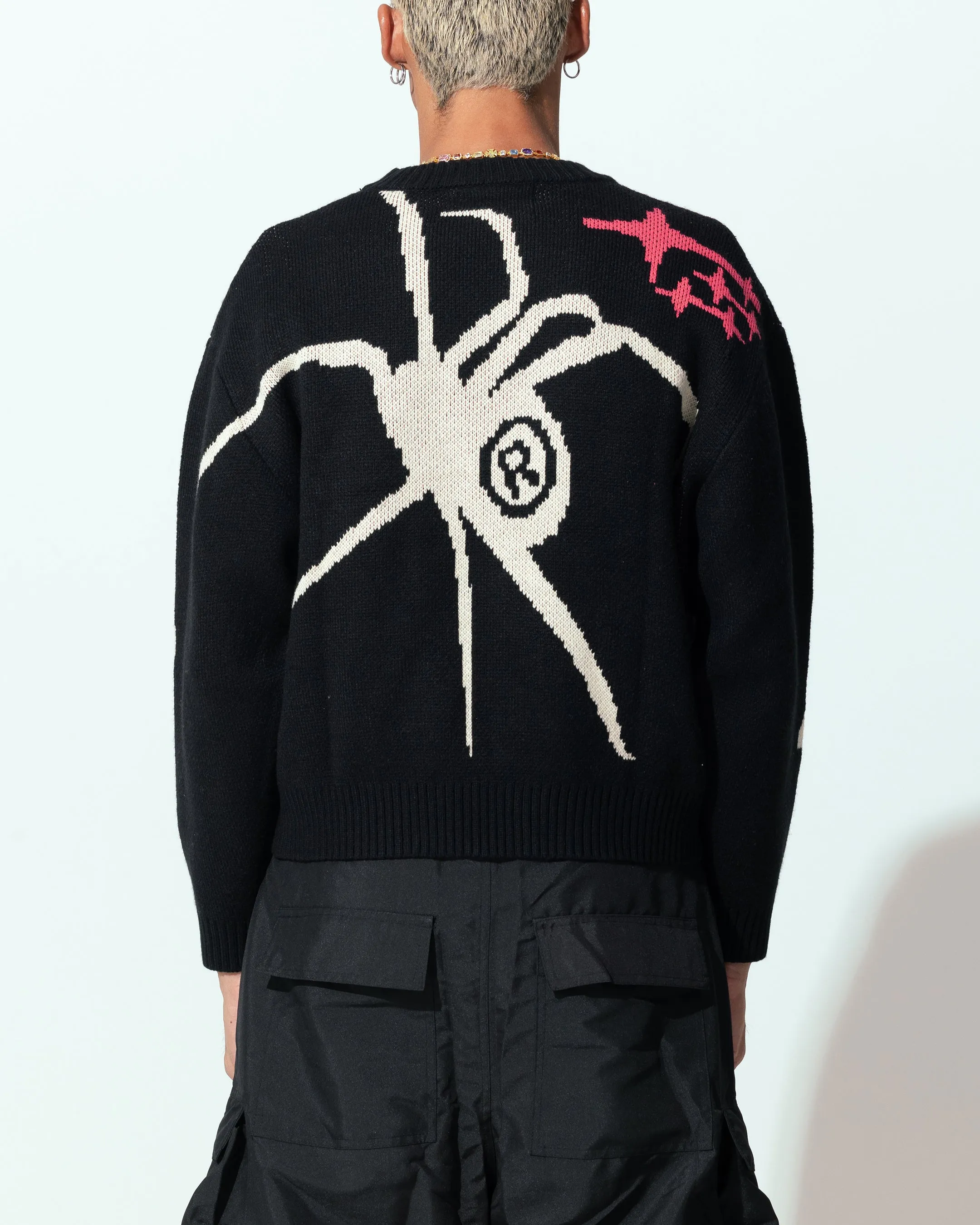 Loiter Spider Knit Sweater Black/White