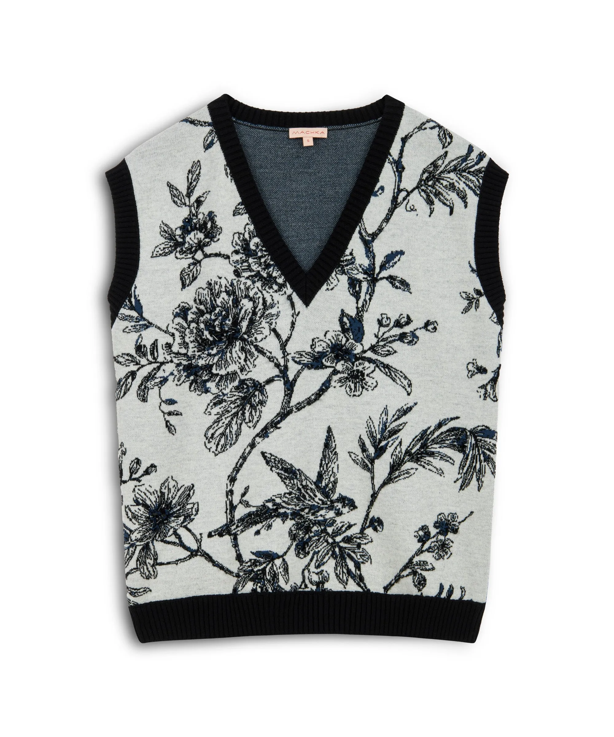 Machka Floral Jacquard And Embroidered Sweater Black