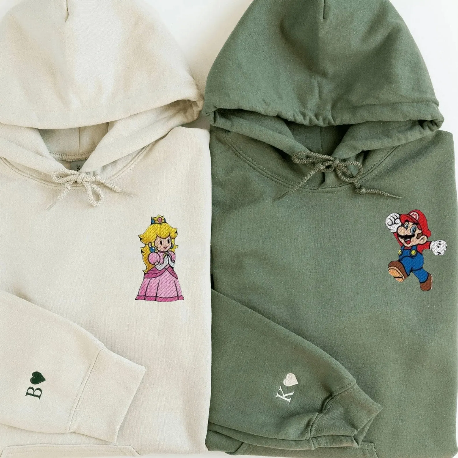 Matching Couple Hoodies -  Mario Custom Embroidered Sweatshirts For Couples