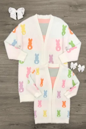 Mom & Me - Cozy Pastel Bunny Cardigan