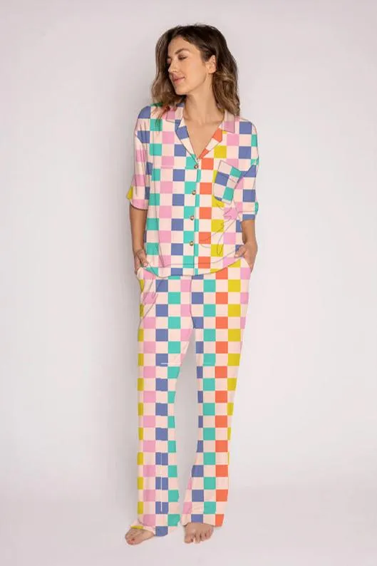 Multicolor Checkered Cozy Loungewear Pants Set