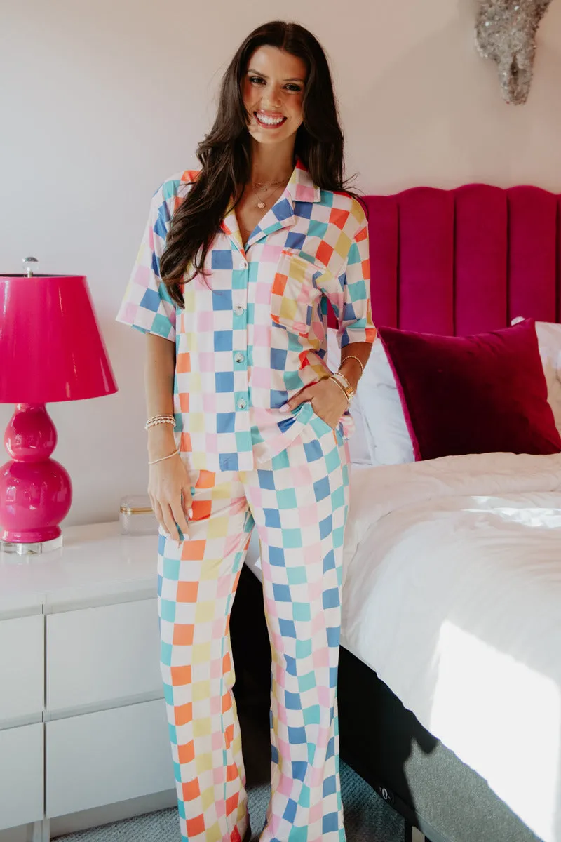 Multicolor Checkered Cozy Loungewear Pants Set