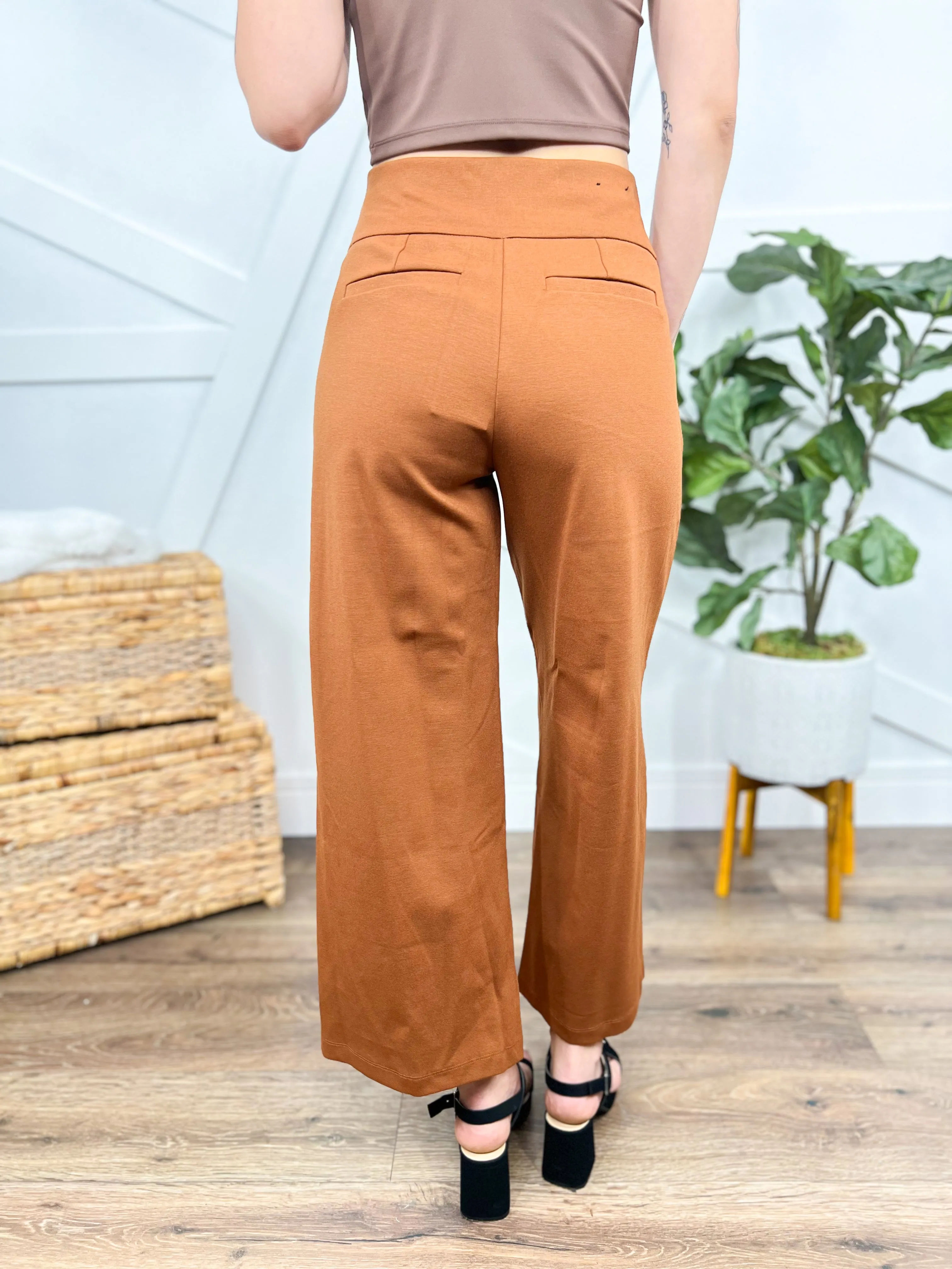 Office Day Trip Wide Leg Cropped Pants- Rust