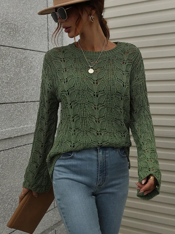 Open Crochet Bell Sleeve Sweater: Feminine Elegance, Fall/Winter