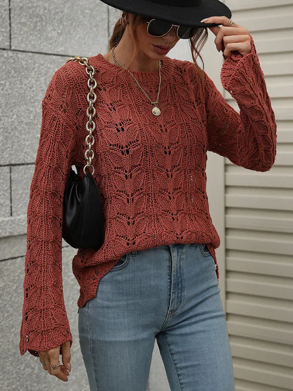 Open Crochet Bell Sleeve Sweater: Feminine Elegance, Fall/Winter