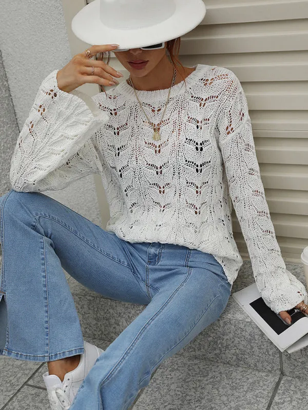 Open Crochet Bell Sleeve Sweater: Feminine Elegance, Fall/Winter