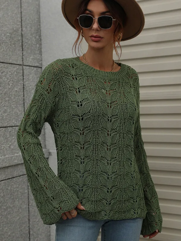 Open Crochet Bell Sleeve Sweater: Feminine Elegance, Fall/Winter