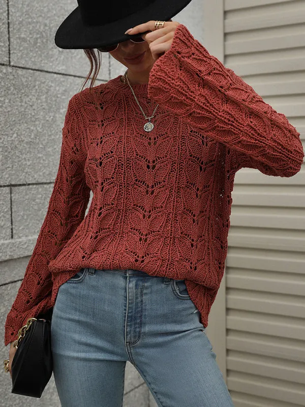 Open Crochet Bell Sleeve Sweater: Feminine Elegance, Fall/Winter