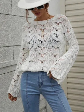 Open Crochet Bell Sleeve Sweater: Feminine Elegance, Fall/Winter