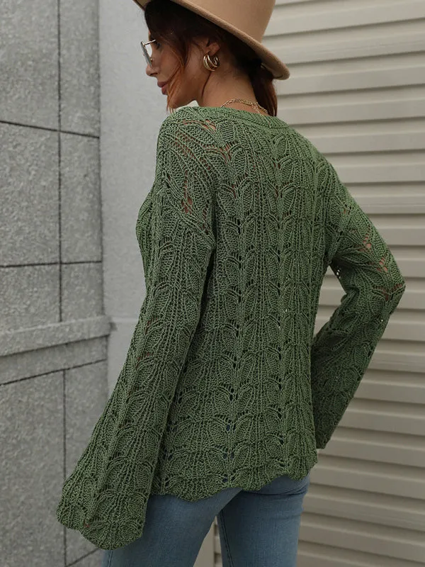 Open Crochet Bell Sleeve Sweater: Feminine Elegance, Fall/Winter