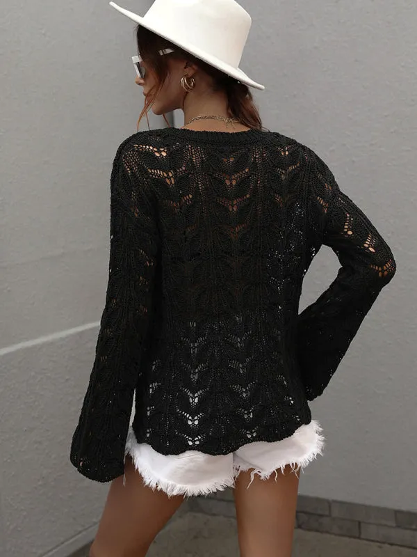 Open Crochet Bell Sleeve Sweater: Feminine Elegance, Fall/Winter