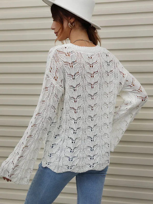 Open Crochet Bell Sleeve Sweater: Feminine Elegance, Fall/Winter