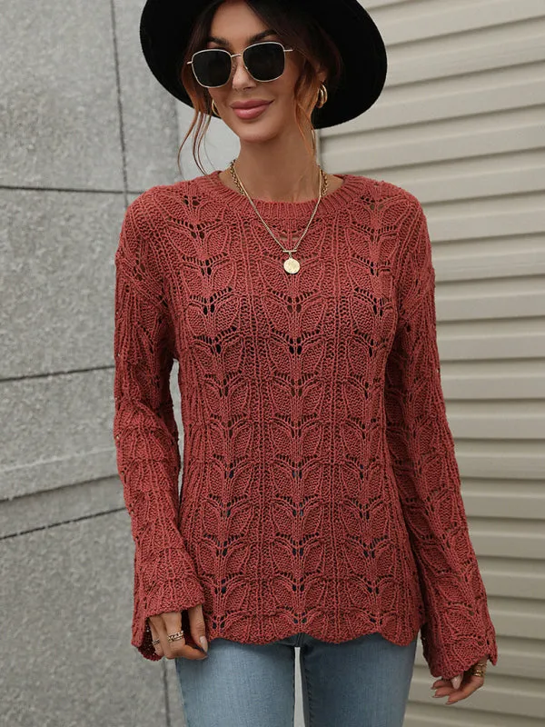 Open Crochet Bell Sleeve Sweater: Feminine Elegance, Fall/Winter