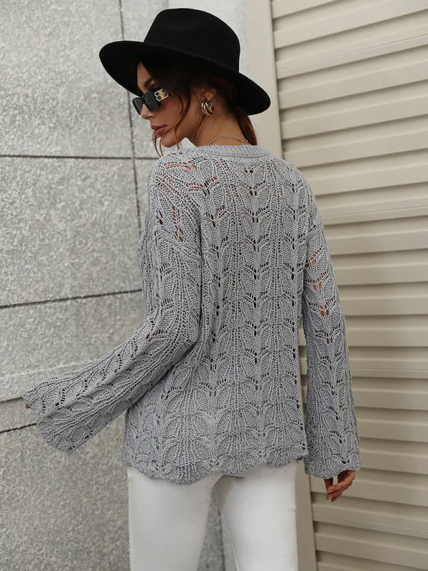 Open Crochet Bell Sleeve Sweater: Feminine Elegance, Fall/Winter