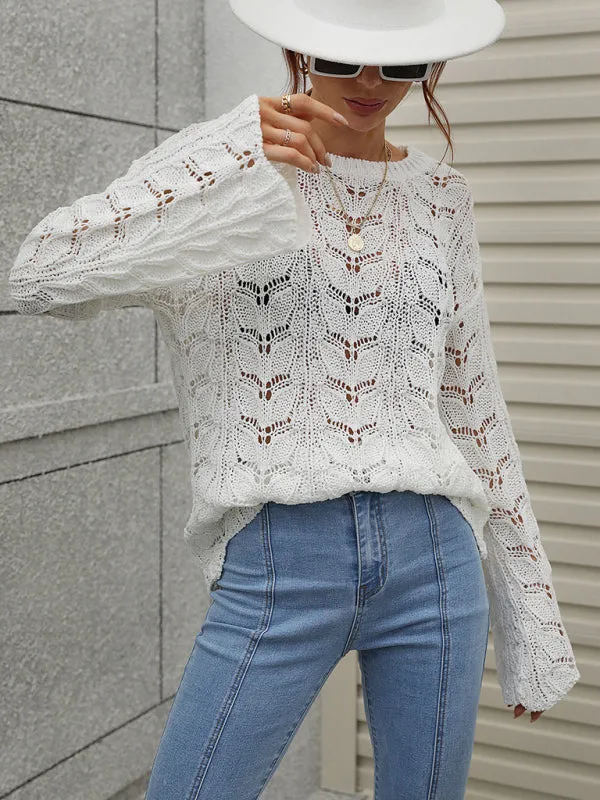 Open Crochet Bell Sleeve Sweater: Feminine Elegance, Fall/Winter