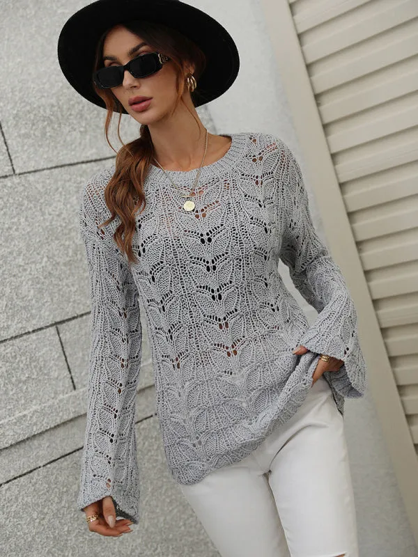 Open Crochet Bell Sleeve Sweater: Feminine Elegance, Fall/Winter