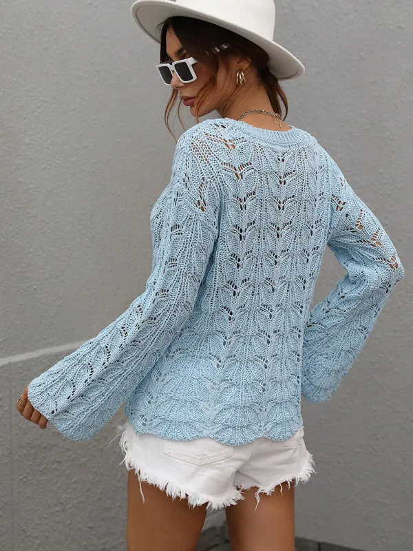 Open Crochet Bell Sleeve Sweater: Feminine Elegance, Fall/Winter