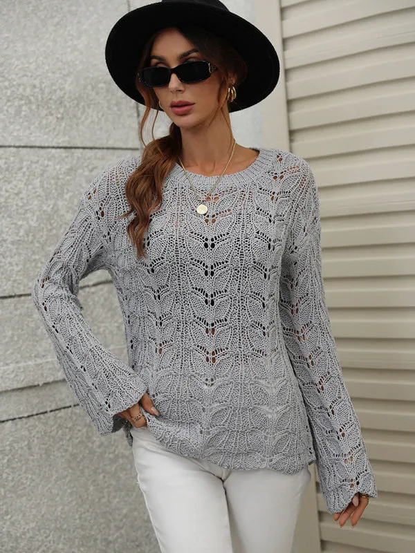 Open Crochet Bell Sleeve Sweater: Feminine Elegance, Fall/Winter