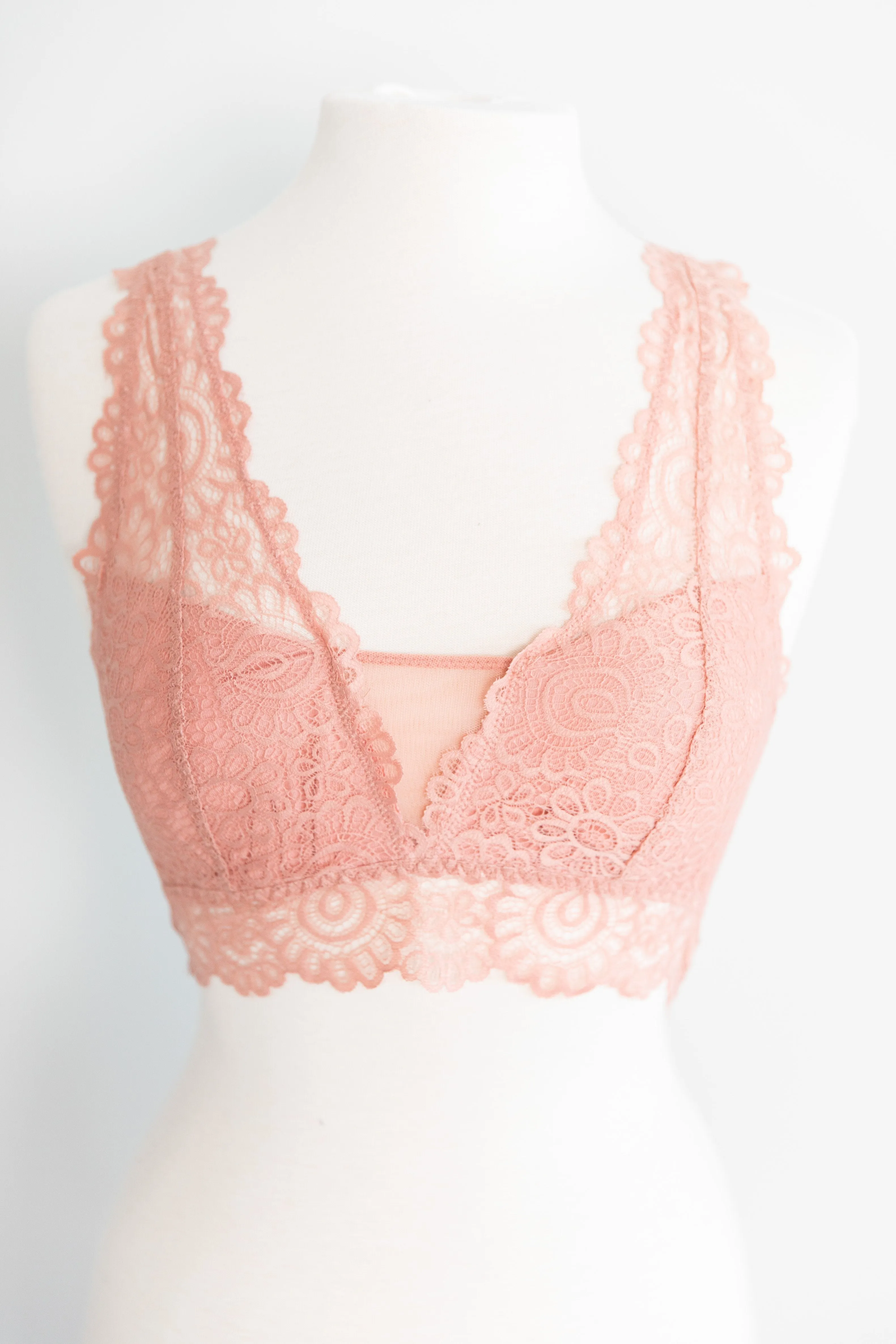 Perfect Opportunities Cream Pink Lace Bralette